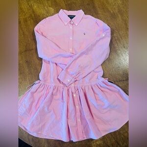 Ralph Lauren, girls, pink, shirt dress. Adorable, like new condition!